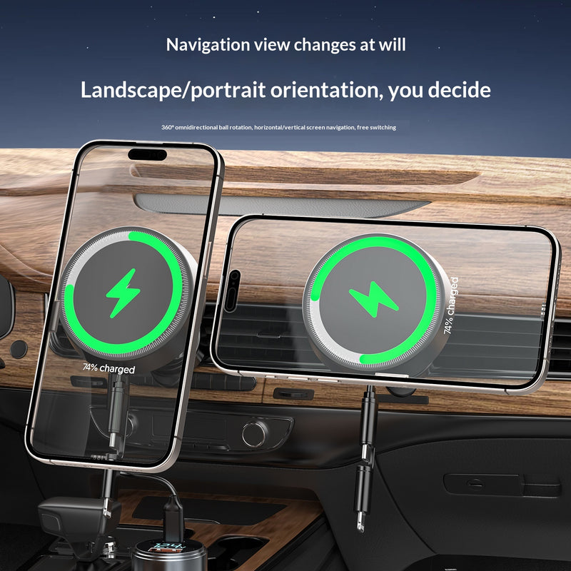 2-in-1 Magnetic Wireless Car Charger With Phone Holder For Vehicles