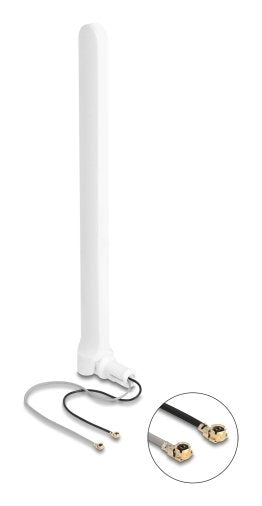 Delock Wi-Fi 6 Double Antenna 2 X I-pex Inc., Mhf® I Connector Male 2 - 5 dBi 17CM Omnidirektional With Kippge — image 1