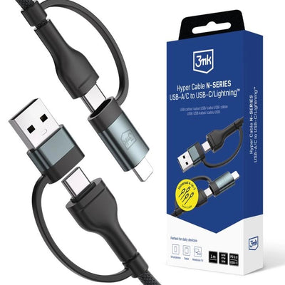3MK Cable Hyper N-series 2 In 2A C To C Lightning 1.2M Qc 3.0 20V 3A 60W Black — image 1