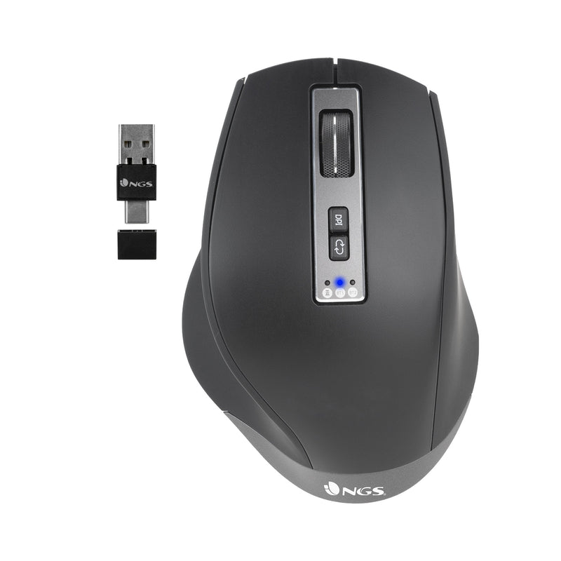 Ngs Mouse Ergonómico Wireless Bluetooth Blur-rb Battery Rechargeable Up To 3200 DPI Black
