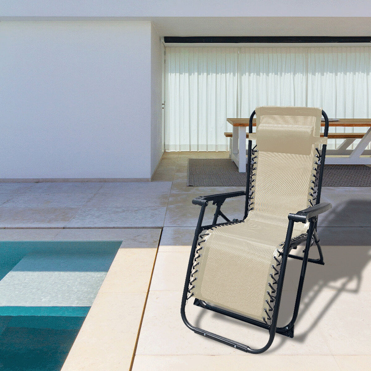 Folding Lounger Camping Chair Marbueno Beige (Refurbished D)