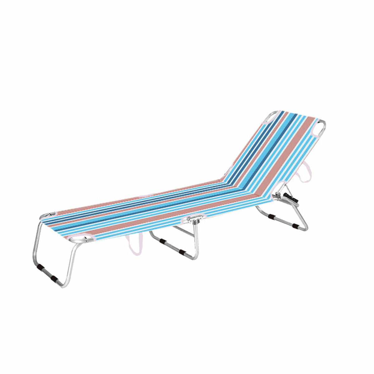 Marbueno Folding Lounger - Stripes Orange & Blue - Beach & Pool 187X58X24 Cm 10466