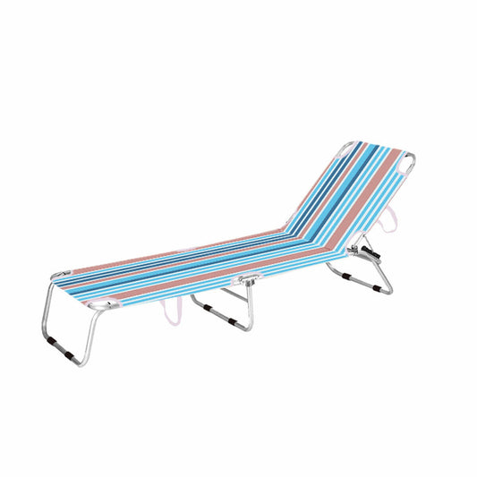 Marbueno Folding Lounger - Stripes Orange & Blue - Beach & Pool 187X58X24 Cm 10466