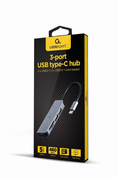 Gembird USB Type-c 3-PORT USB Hub USB 3.1 + USB 2.0 With Card Reader — image 1