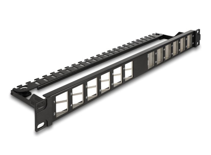 Delock 19? Keystone Patchpanel 24 Port Gewinkelt With Entlastungsschiene Black