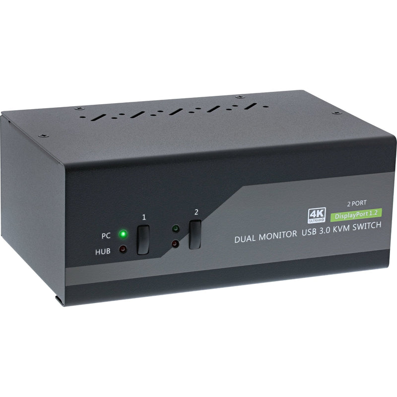 Inline Switch KVM , 2 Ports Monitor Dual DisplayPort 1.2, 4K, USB 3.0, Audio