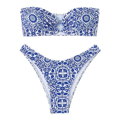 Womens Bikini Floral Print Two-Piece Swimsuit
