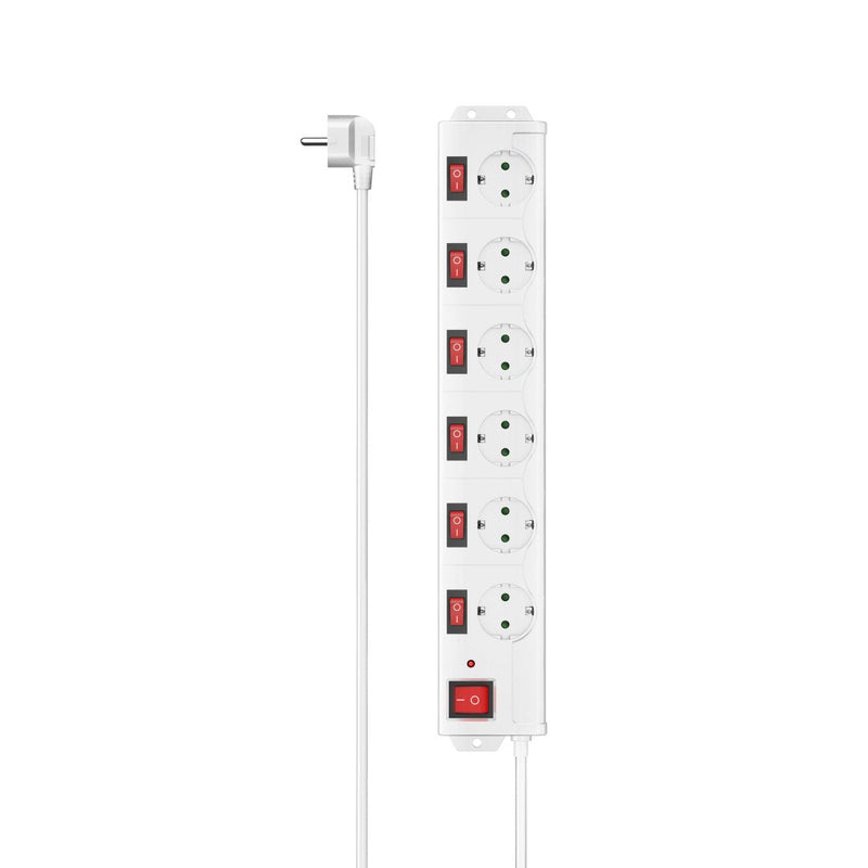 Hama Power Strip Power With 6 Sockets - Power Maxima 3680W - Cable 1.4M - Voltaje 250V - Switch General And