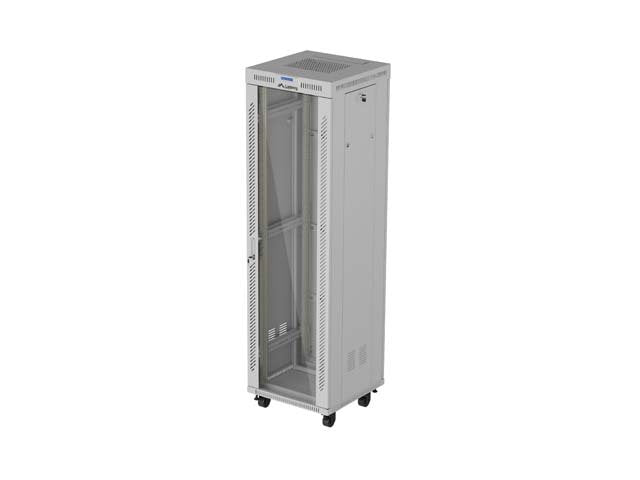 Lanberg Rack Cabinet 19 Free-standing 42U 600X600 Flat Pack With Glass Door LCD Grey V2