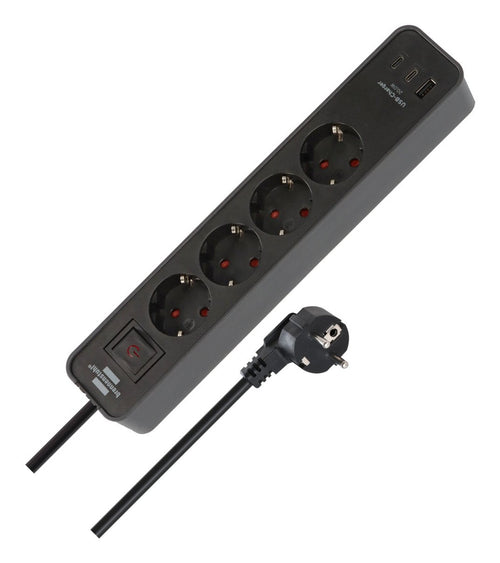 Brennensilla Ecolor Steckdosenleiste 4-FACH With 2x Usb-c, 1x USB-A Black/Anthrazit, 1,5 Meter Cable With Sich — image 1