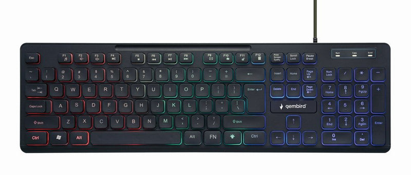 Gembird Keyboard English Multimedia KB-UML-02 Usb, Iluminación Rgb, Design Ee. Uu., Black