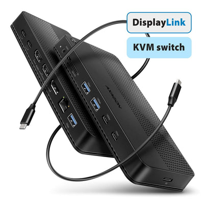 Hmc-dl-kvm Base Connection USB-C 12W1 + KVM 2 PC, Displaylink, 10Gbps, 3x Usb-a, 2x Usb-c, 2x HDMI 4K/60HZ, Dp — image 1