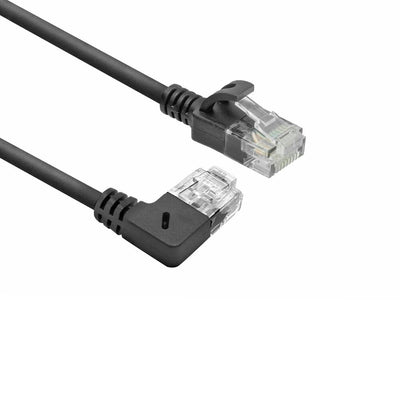 Black 5 Meters U UTP CAT.6A Lszh Slimline Patch Cable With RJ45 Connectors 90° Angled Right To Straight — image 1
