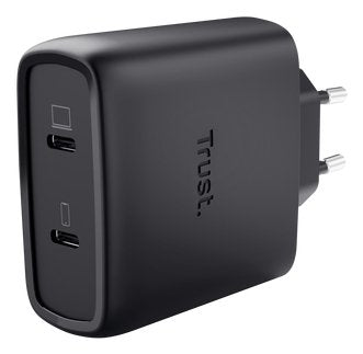 Trust Cargador USB GaN Maxo 65W 2x USB-C Includes USB Cable -c 2M Color Negro