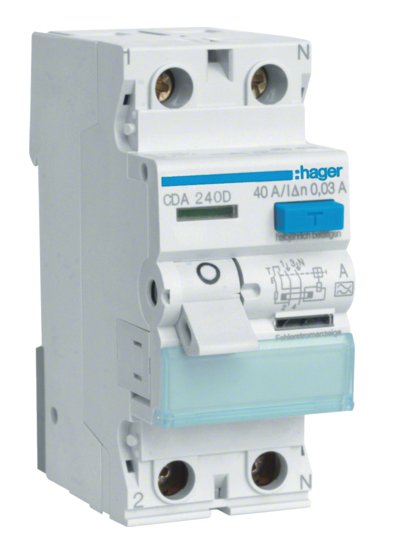 Hager Fi-interruptor 2POLOS 6KA 40A CDA240D ** 30MA Type a