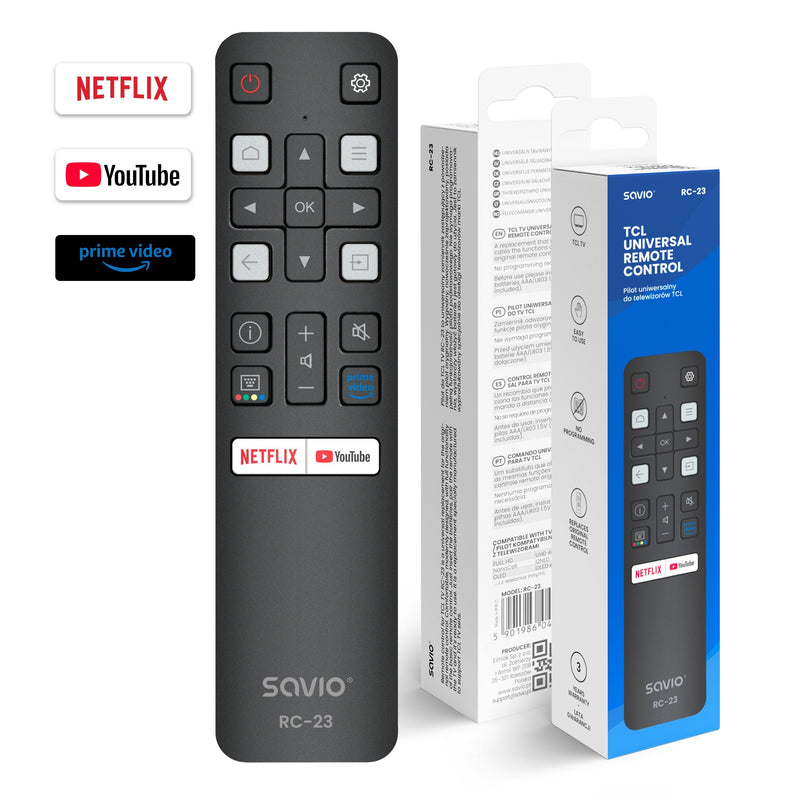 Savio RC-23 Remote Control Universal / Spare Part TV Tcl