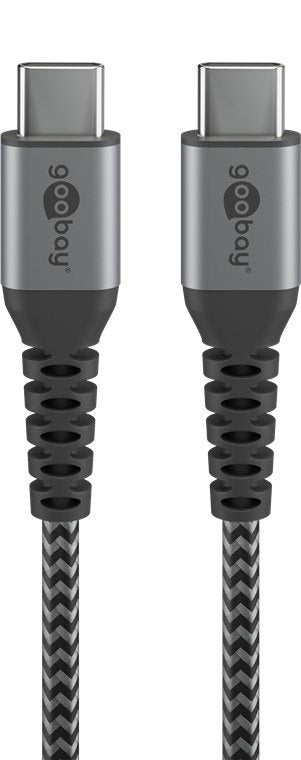 Goobay Cable 49302 USB-C To USB-C Textile With Metal Plugs (space Grey Silver), 1M