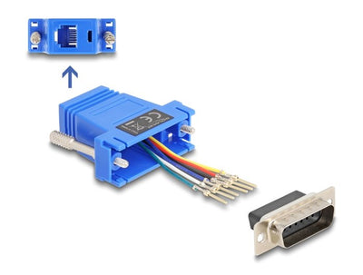 Delock D-sub 15 Pin Connector Male a RJ12 Connector Female Kit Assembly Blue — image 1