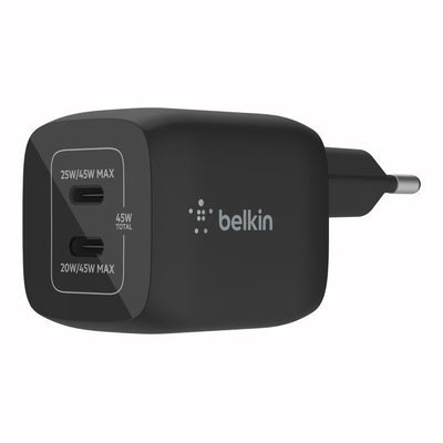 Belkin Wall Charger 2x USB-C 45W PD 3.0, Pps, Black WCH011VFBK — image 1