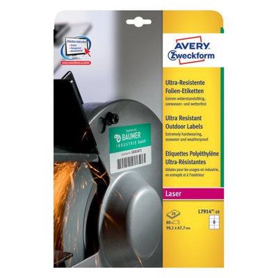 Avery Labels Adhesivas Extra Resistentes 99,1X67,7MM Láser 8 X 10H Polietileno Flexible — image 1