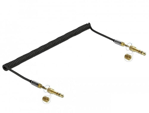 Delock Cable Espiral 3,5MM 3 Pin Connector Jack Male a Connector Jack Male With Adapter Roscado 3M — image 1