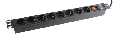Gembird Power Strip Rack Power Strip (pdu), 8 Schuko Sockets, 1U, 16A, 19'', 2M, Black — image 1