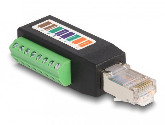 Delock RJ45 Connector Male CAT.5E a Terminalblock Adapter 90° Angulado