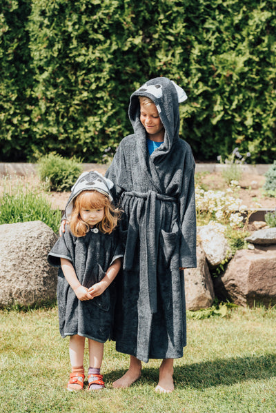Short-Sleeve Poncho WOLF - For KIDS (Size 122-150)