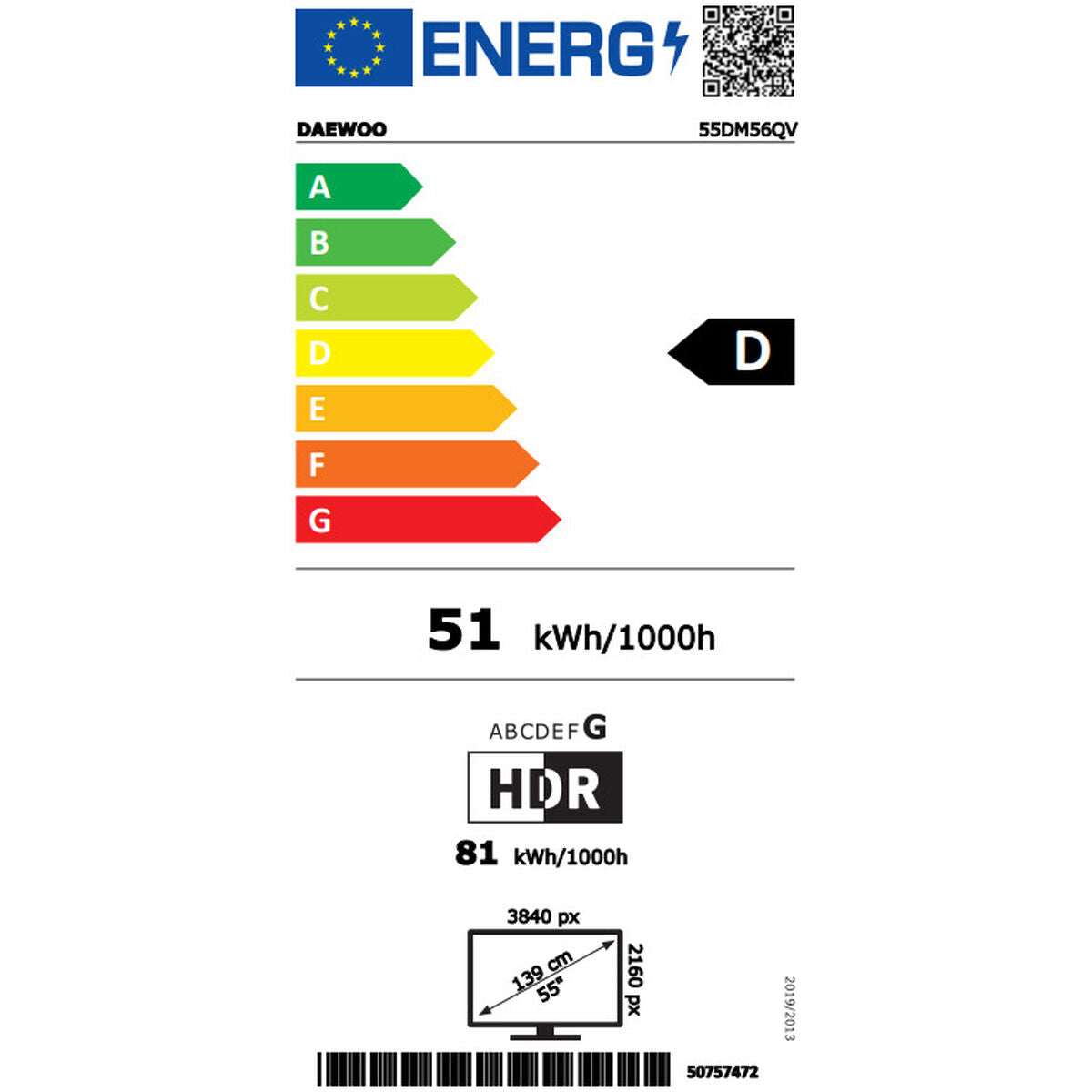 Daewoo Smart Tv Daewoo 55Dm56Qv 55" 4K Ultra Hd Qled