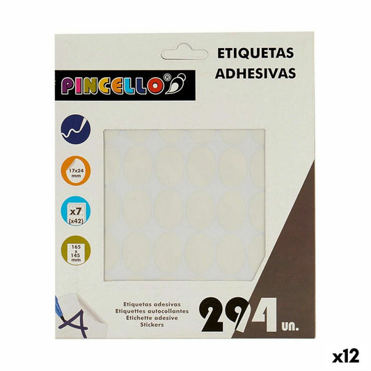 Adhesive labels Pincello White 17 x 4 x 19 cm 17 x 24 mm Oval (12 Units)