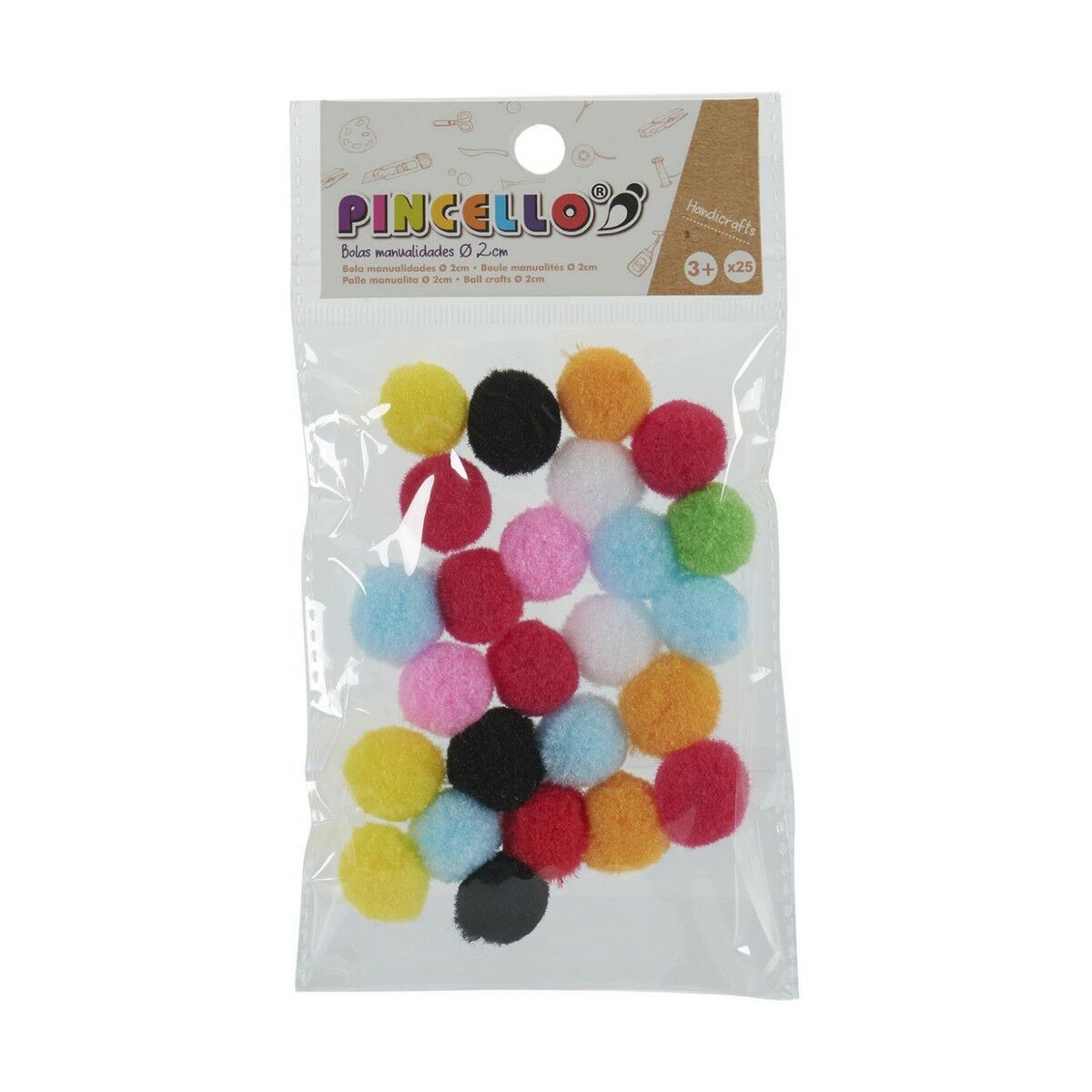 Materials for Handicrafts Pincello Balls Multicolour Ø 2 cm 12 Units