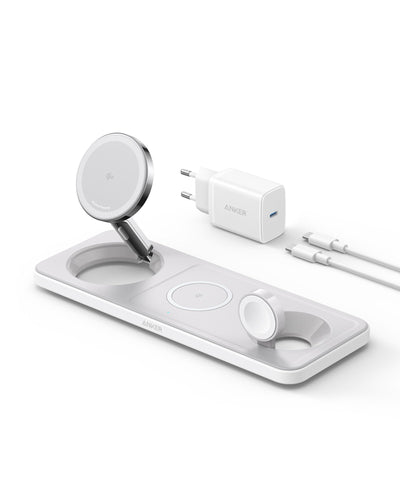 Anker Charger Maggo Magnetic Wireless Charger (15W 3-IN-1 Pad White) — image 1