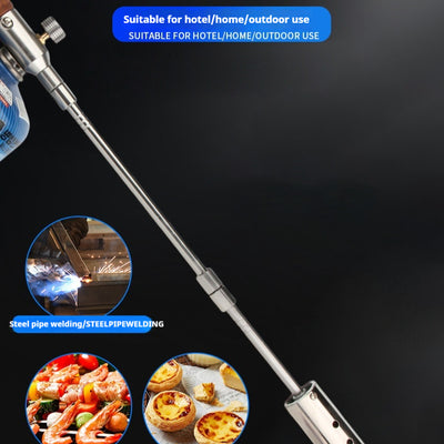 Portable Handheld Stainless Steel Long Rod Camping Outdoor Torch With Wooden Handle