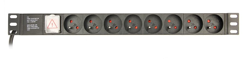 Gembird Power Strip 8 Sockets 1U 16A C14 Plug 3M Cable