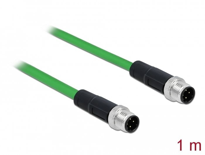 Delock Network Cable M12 D-kodiert 4 Pin Connector Male a Male Tpu 1M