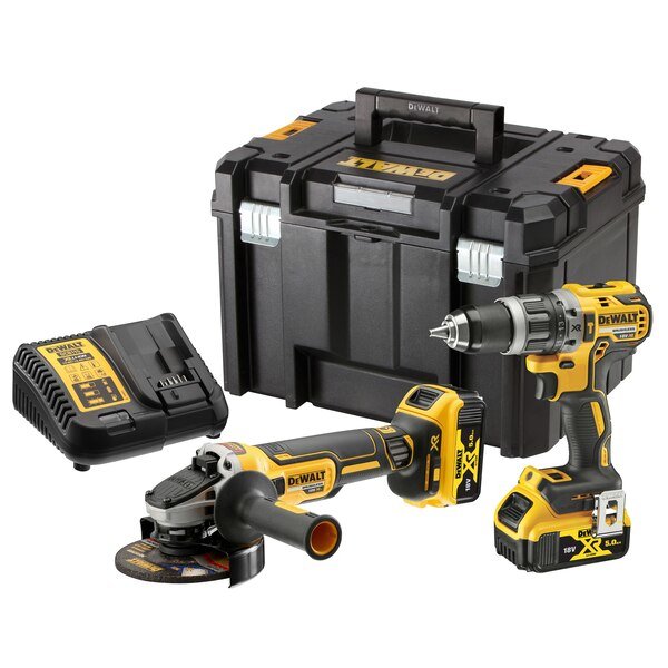 Dewalt Drill Impacto Wireless + Set Of Angle Grinder Angular DCK2080P2T, 18VOLT, Set Of Tools Yellow / Black C