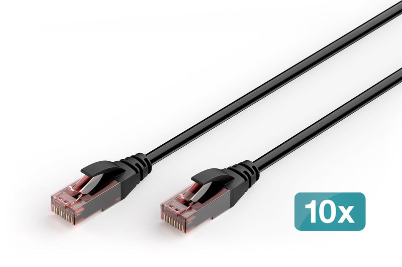 Digitus CAT.6 U/UTP Exterior- Network Cable, Pe, 10 Unidades 5M, CAT.6, U/UTP (UTP), RJ-45, Negro