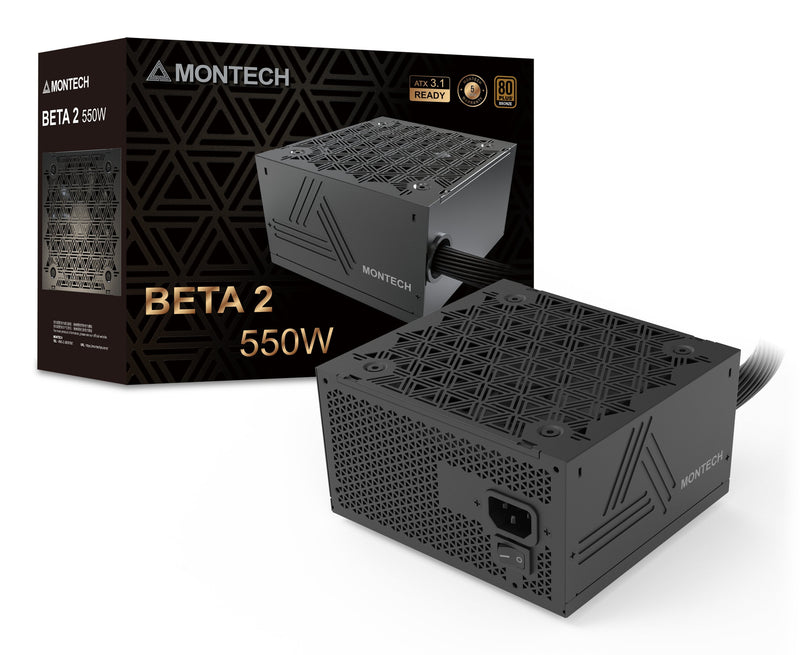 Montech Beta 2 80 Plus Bronze Power Supply ATX 3.1 - 550 Watt, Black