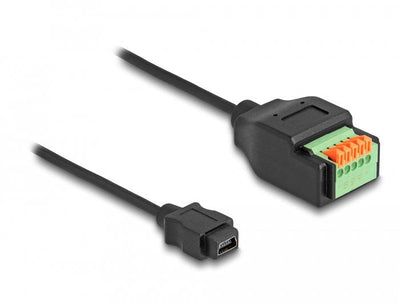 Delock Adapter USB 2.0 , Connector Mini-usb Bloque Terminals 5 Pines Black 15CM — image 1
