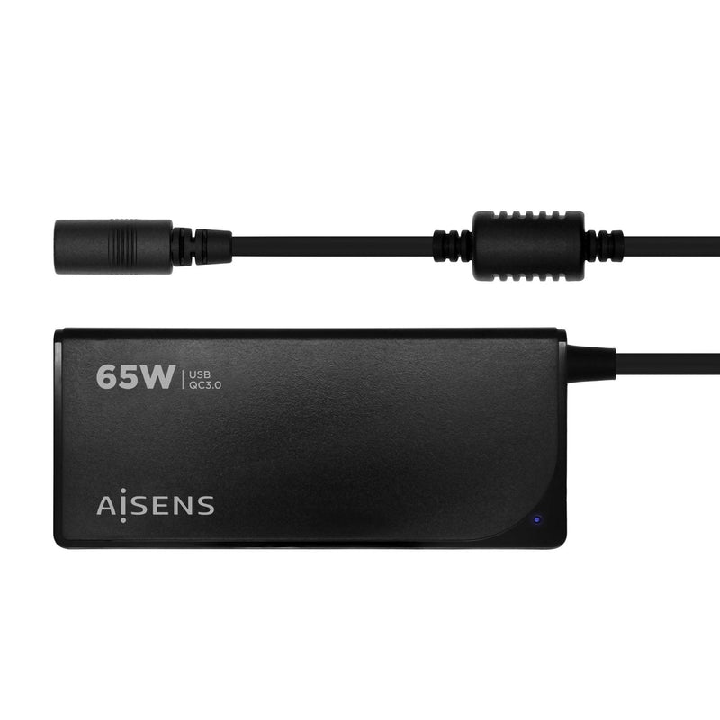 Aisens Charger 65W Automatic Universal Laptop 9 Connectors + USB-A QC.3.0 - Black