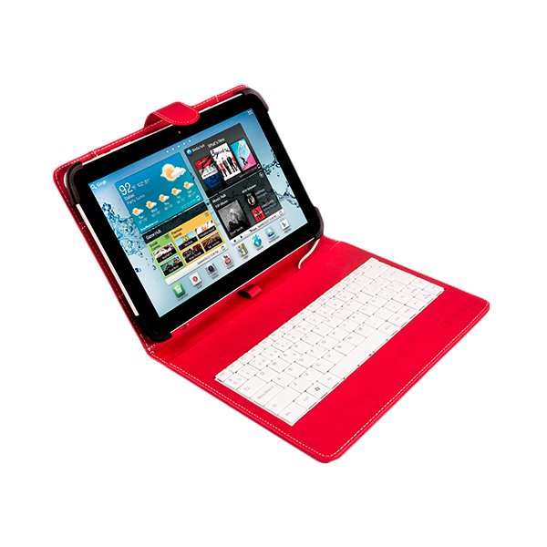 Case Universal Silver Ht Tablet 9-10.1 + Keyboard With Cable Micro USB Red/White
