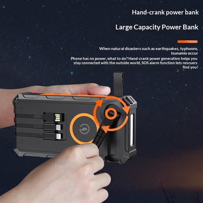 High Capacity Emergency Solar And Hand Crank Power Bank