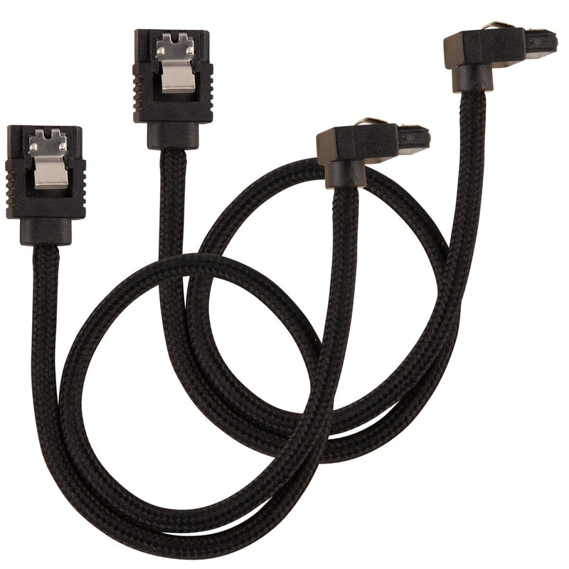 Corsair Cable SATA Premium With Connector 90 °, Paquete 2 - Black