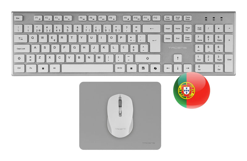 Tacens Zenith Combo Pack Inalabrico Keyboard Complete + Mouse And Mouse Pad - Disposicion Portuguesa QWERTY Pt