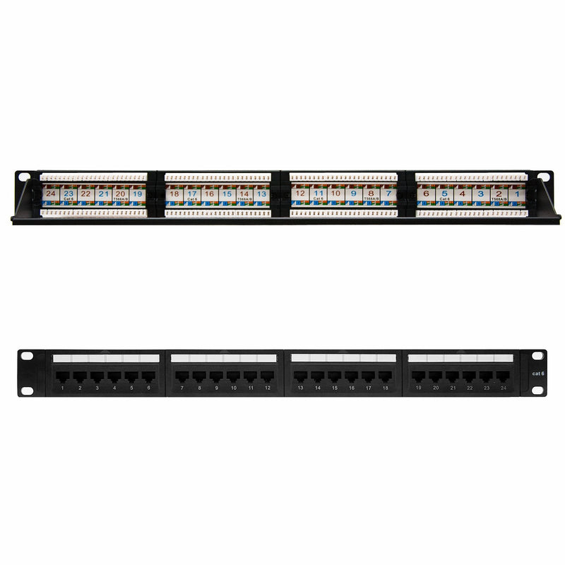 Nanocable Patch Panel 24 Ports RJ45 CAT.6 UTP 19 1U Dual Idc - Black