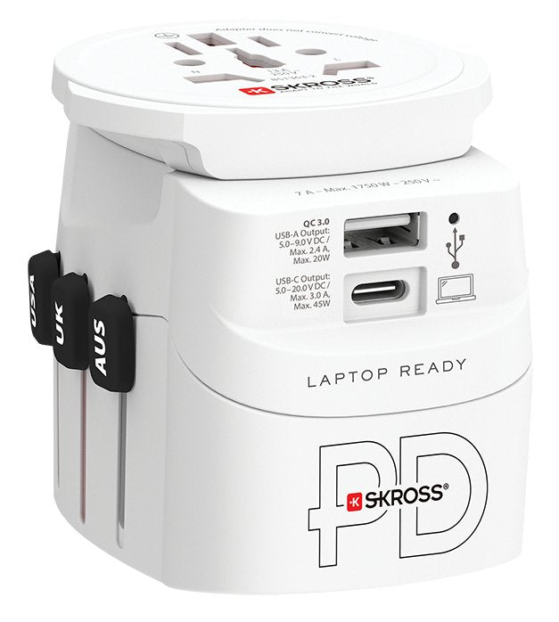 Skross Pro Light USB AC45PD World Incl. USB-C Cable White