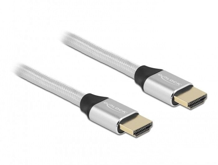 Delock Ultra High Speed HDMI Cable 48Gbps 8K 60 HZ Silver 1M Certificado