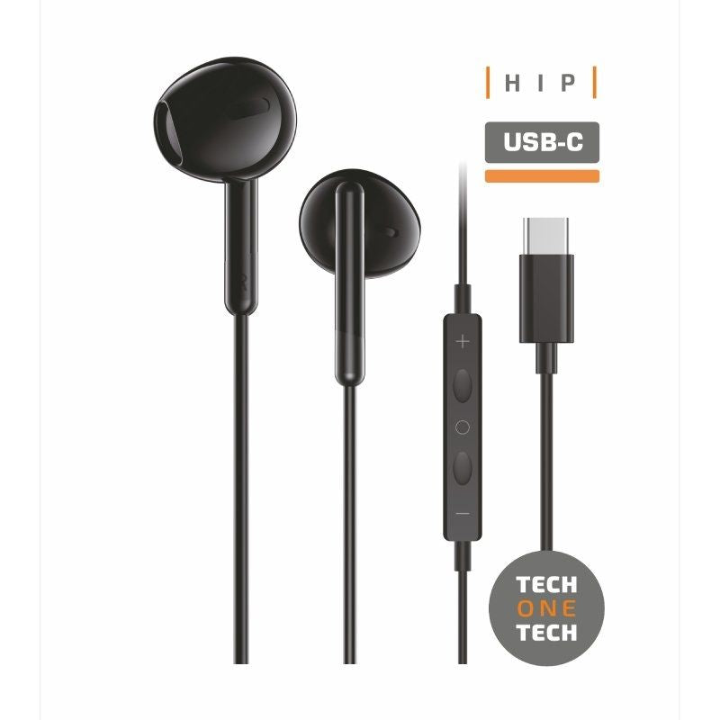 Tech One Tech Headphones Eartech TEC1302 With Microphone USB Type-c Black