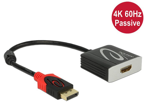 Delock Adapter DisplayPort 1.2 Male HDMI Female 4K 60 HZ Pasivo Black — image 1