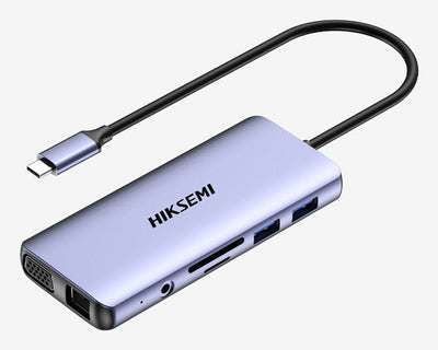 Hiksemi Hub HS-HUB-DS11 11 In 1 HDMI 4K VGA SD microSD Fast Charge — image 1